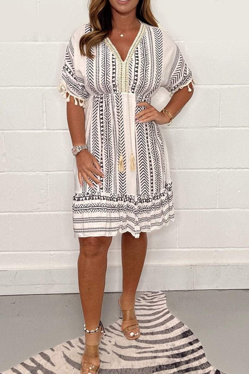 Vestido Boho con Estampado Étnico