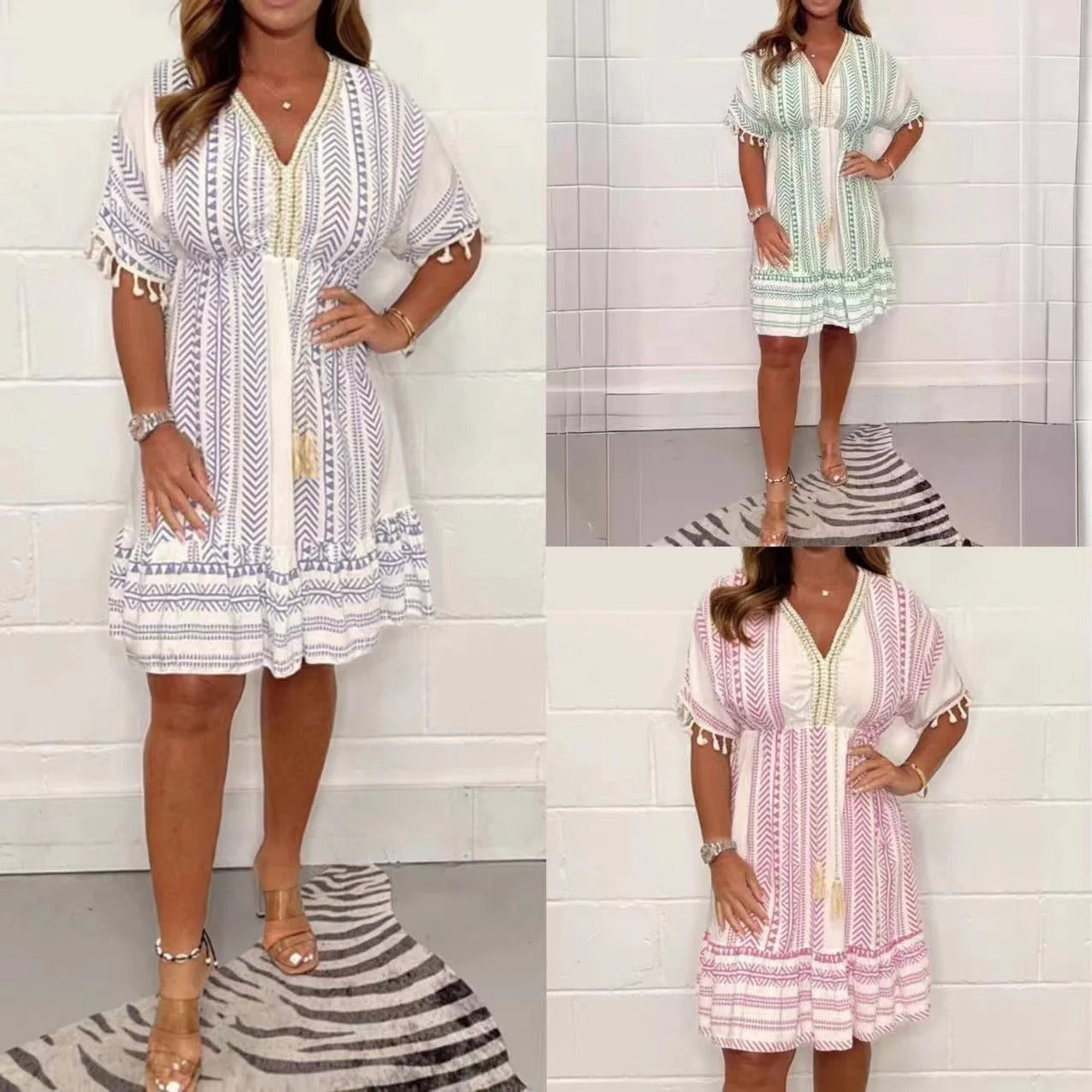 Vestido Boho con Estampado Étnico